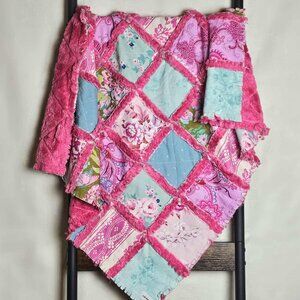 Patchwork Quilt, Infant Quilt, Minky Rag Quilt